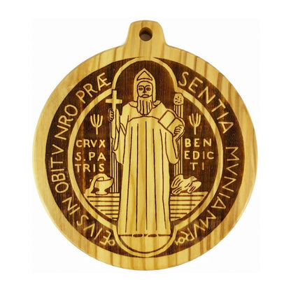 Olive Wood St. Benedict Medallion
