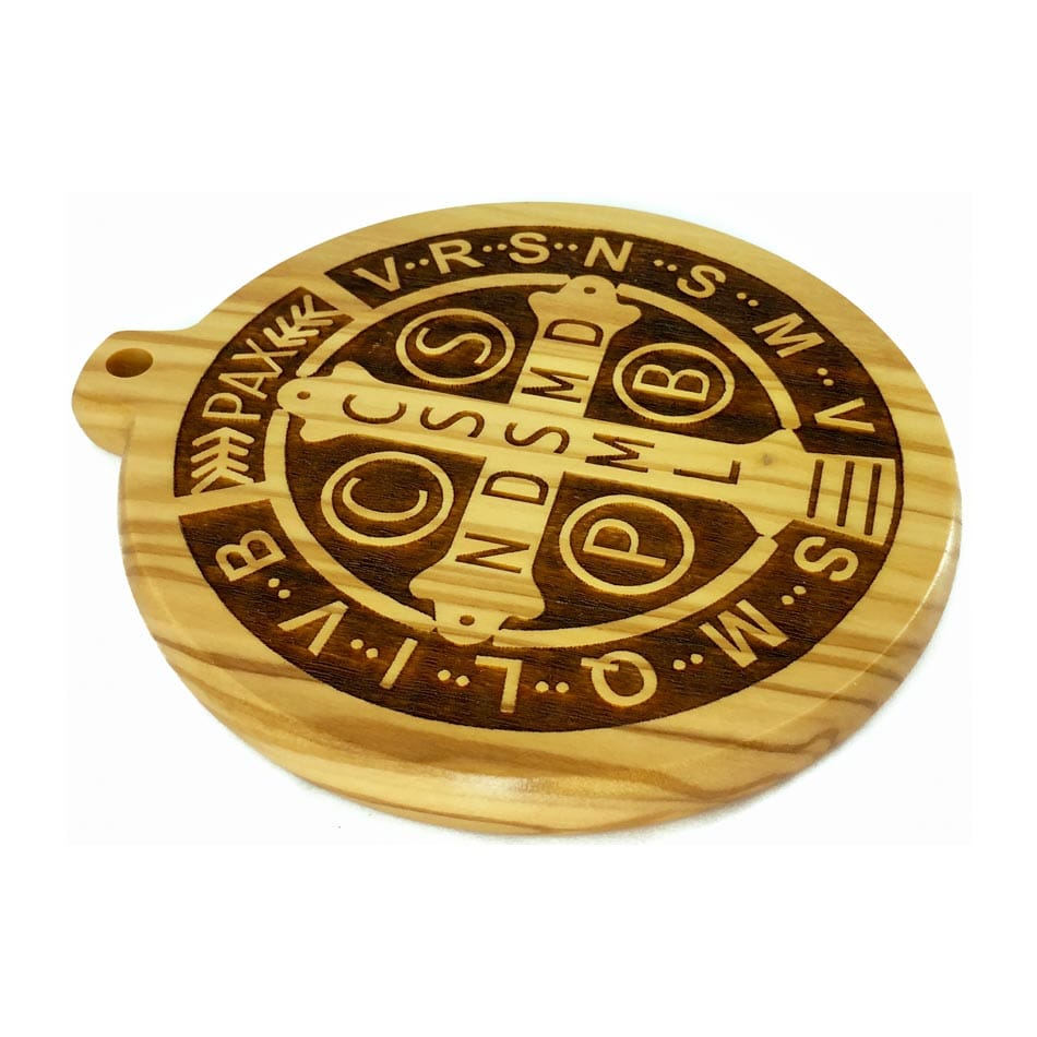 Olive Wood St. Benedict Medallion