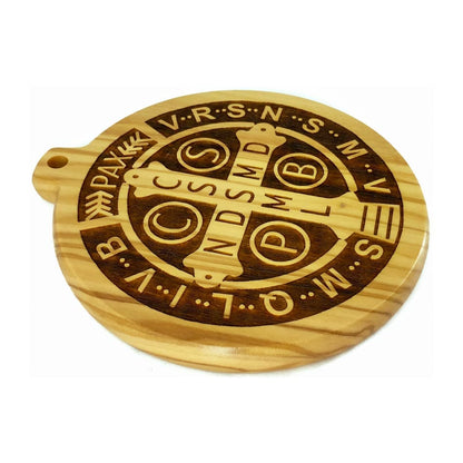 Olive Wood St. Benedict Medallion