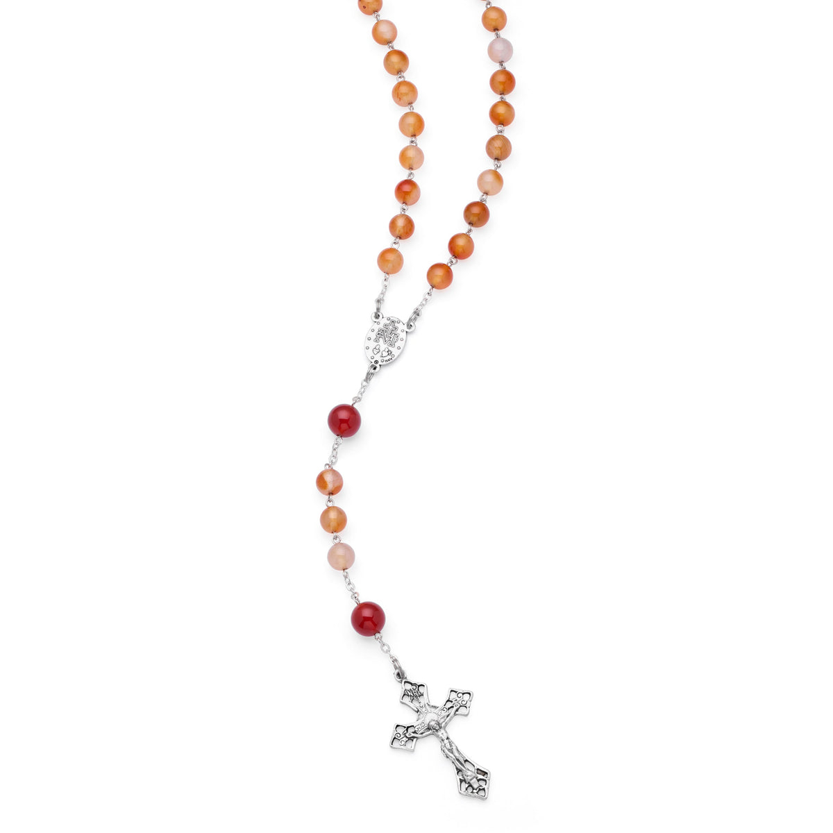 Orange Agate Rosary with the Miraculous Medal