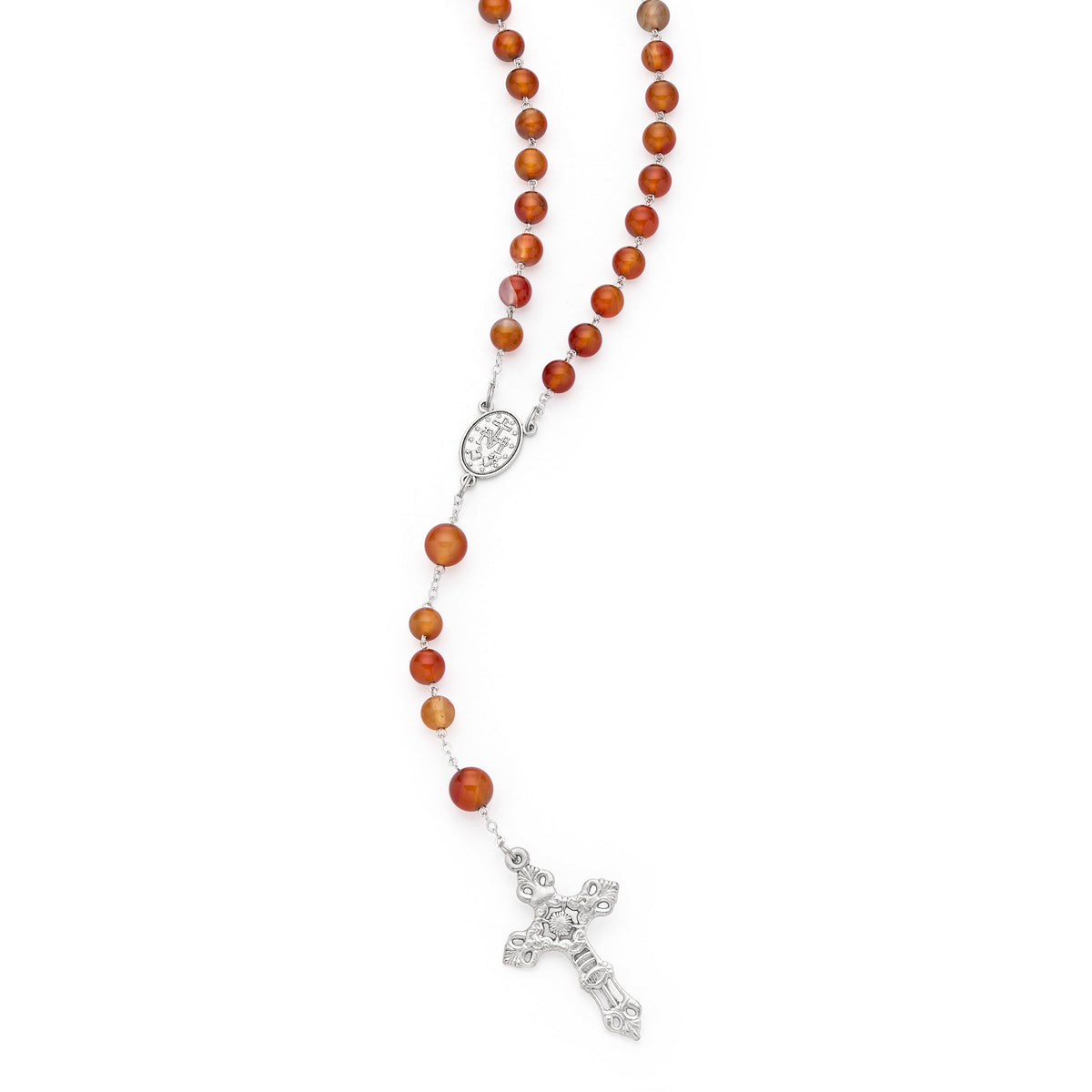 Orange Brazilian Gemstone Agate Rosary