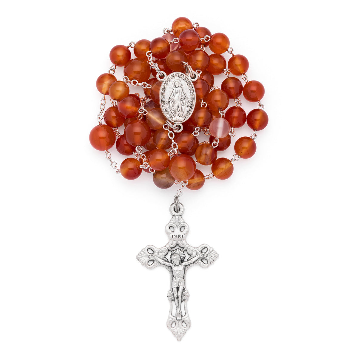 Orange Brazilian Gemstone Agate Rosary
