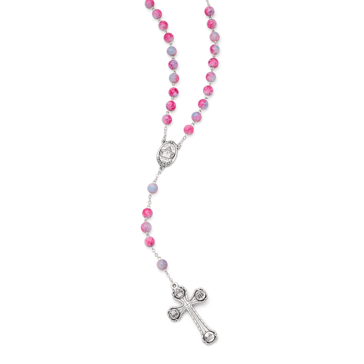Our Lady of Good Health Rosary with Variegated Pink Beads and the Four Roman Basilicas