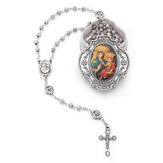 Our Lady of Good Health Rosary Case with Rose-shaped Beads Rosary