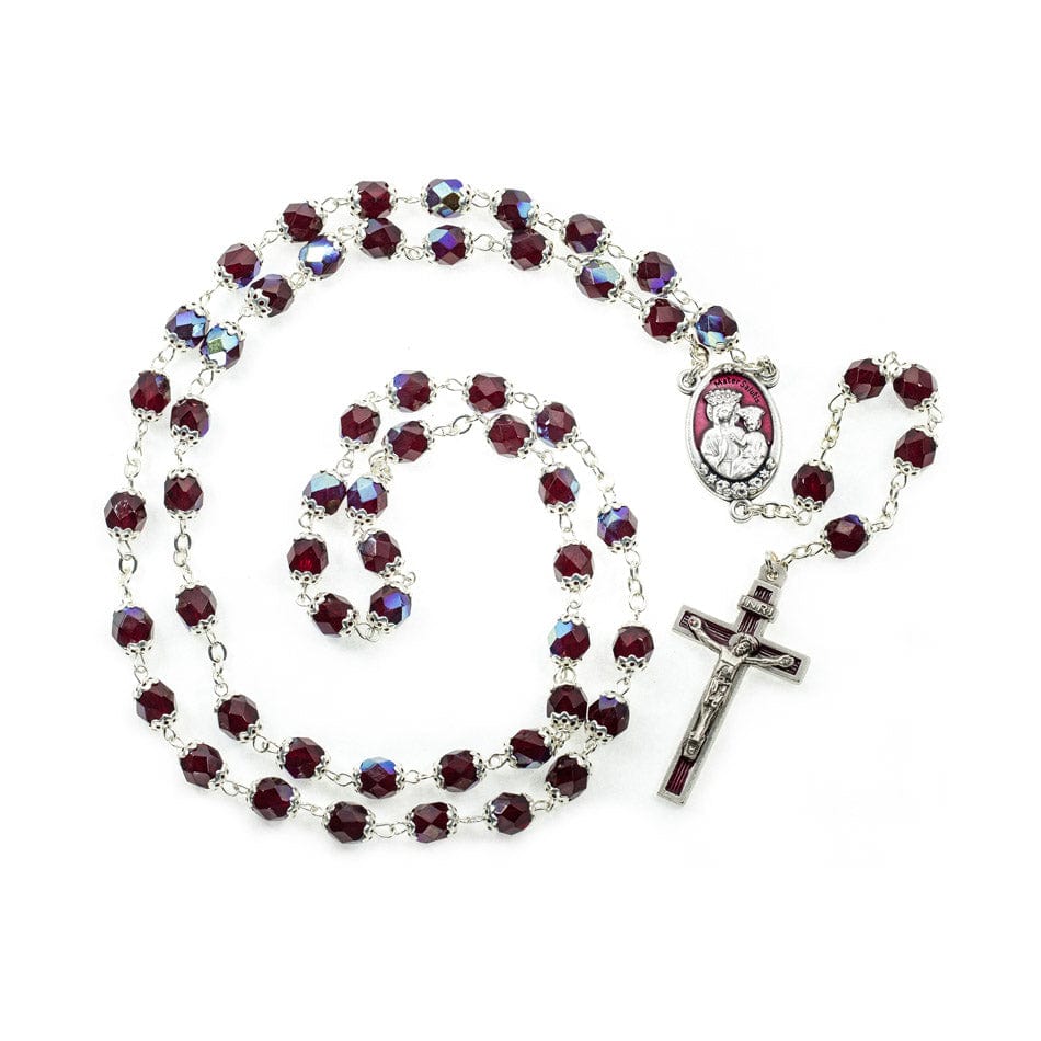 Our lady of Good Health Red Glass Rosary