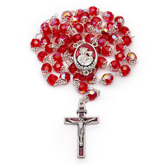 Our Lady of Good Health Traditional Rosary in Faceted Crystal Beads