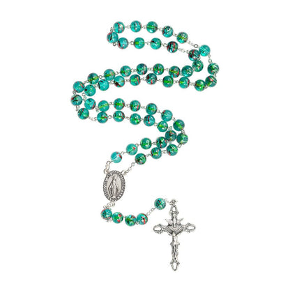 Our Lady of Graces Rosary Green Bohemian Crystal