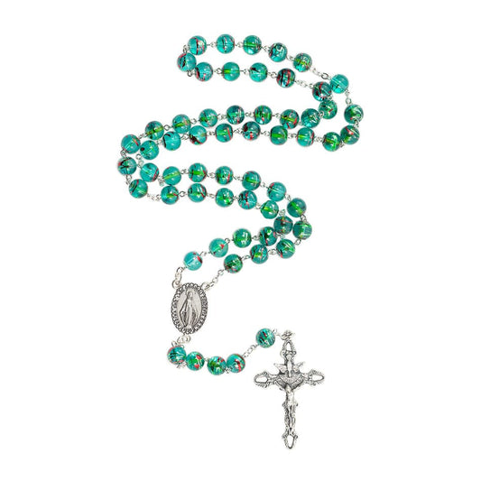 Our Lady of Graces Rosary Green Bohemian Crystal