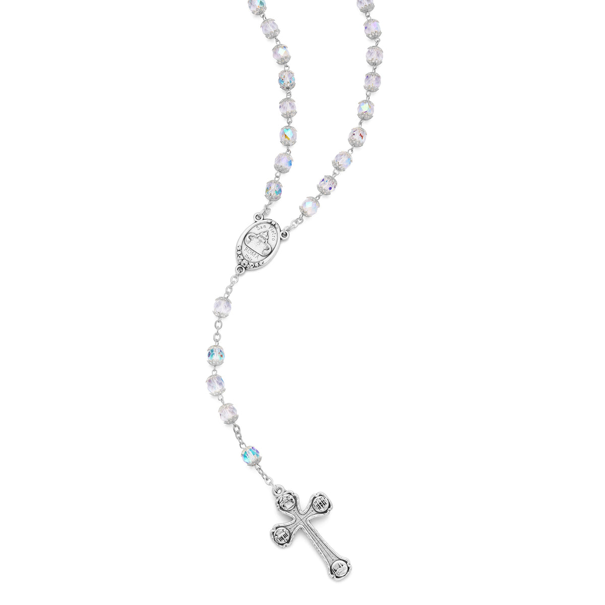 Our Lady of Health Rosary with Clear Faceted Crystal Beads