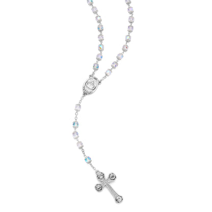 Our Lady of Health Rosary with Clear Faceted Crystal Beads