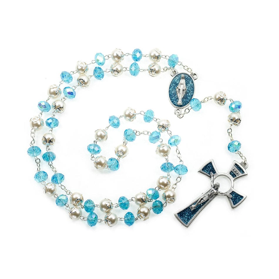 Our Lady of Miracles Glass and Crystal Rosary