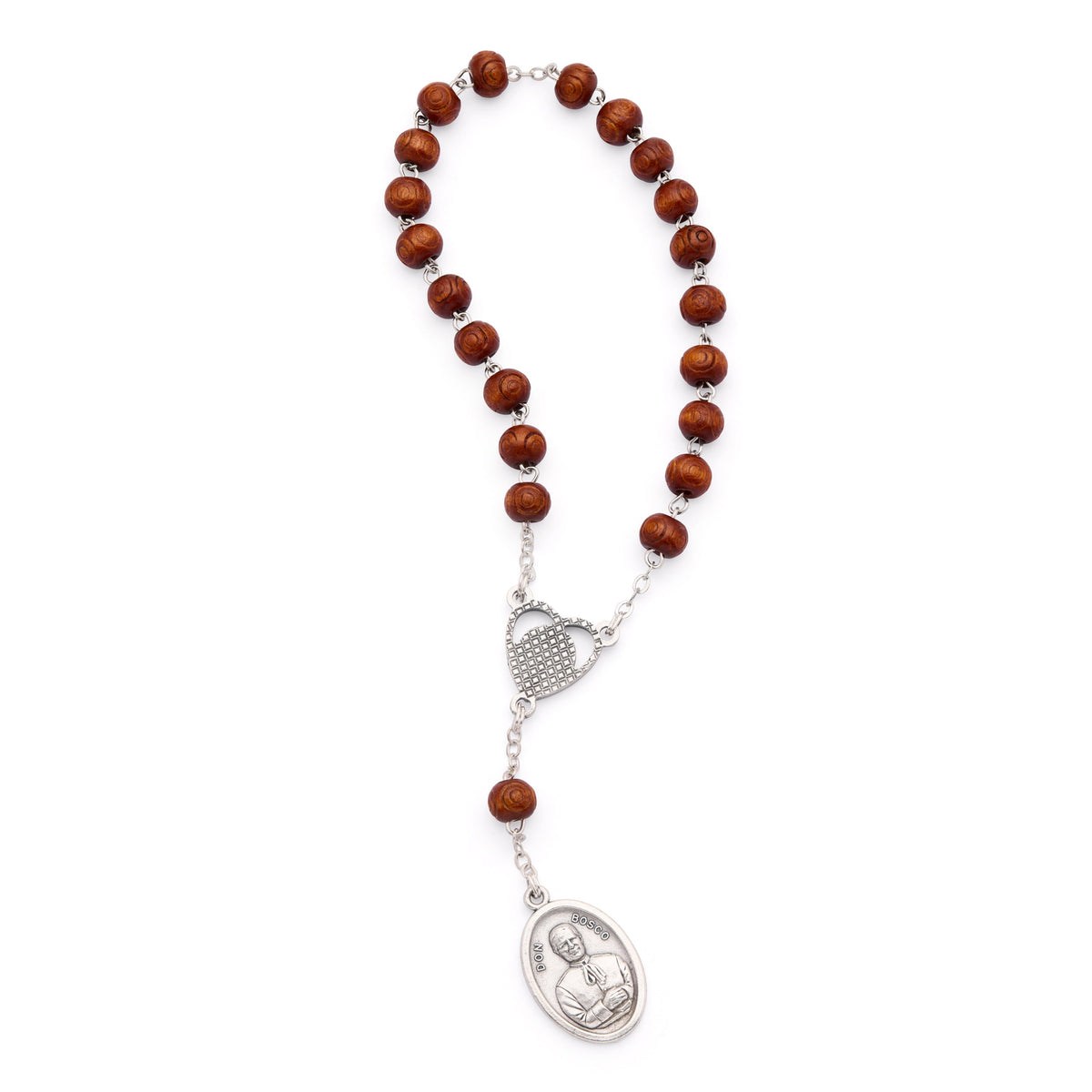 Our Lady of Mount Carmel and Saint John Bosco Wooden Devotional Rosary