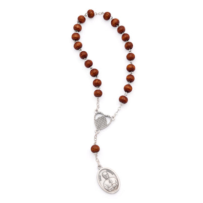 Our Lady of Mount Carmel and Saint John Bosco Wooden Devotional Rosary