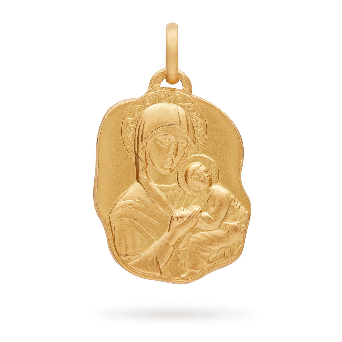 Yellow Gold Irregular Medal of Our Lady of Perpetual Help