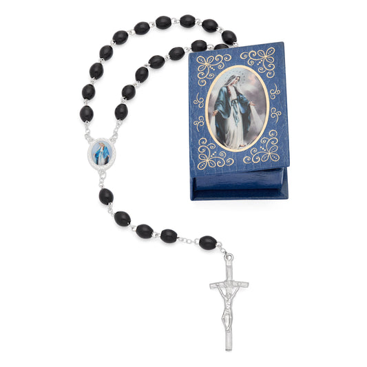 Our Lady of the Miraculous Medal Blue Rosary Case with Wood Rosary