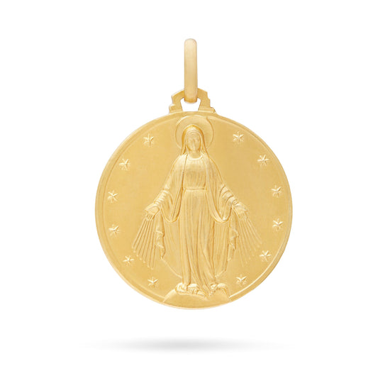 Round Yellow Gold Miraculous Medal
