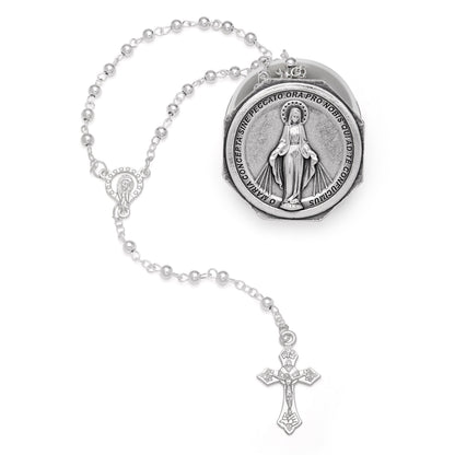 Our Lady of the Miraculous Medal Octagonal Rosary Case with Rosary