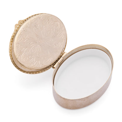 Oval Gold-Tone Metal Pill Box with St. Peter's Basilica