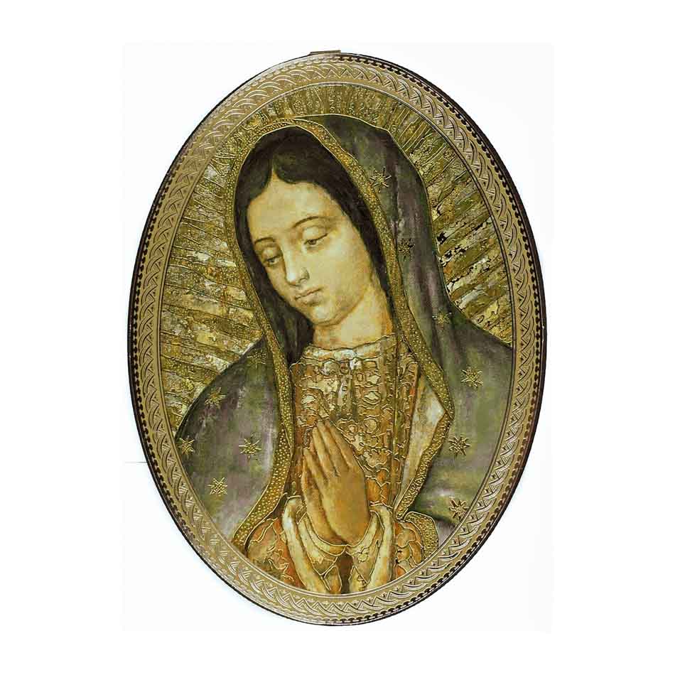 Oval Wooden Icon of Our Lady of Guadalupe