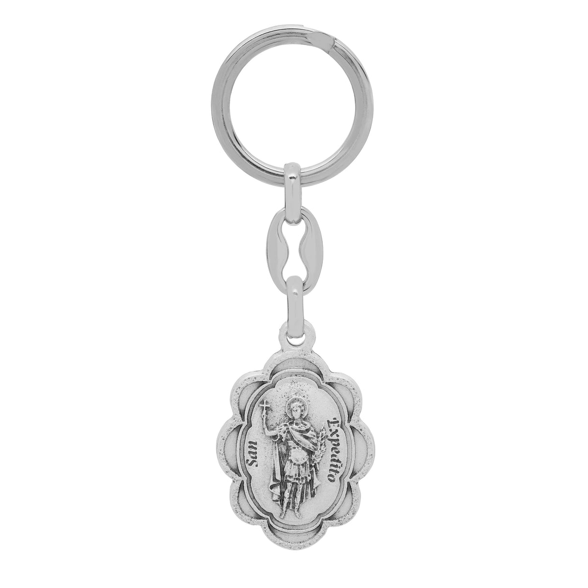Oval Metal Keychain of Saint Expeditus