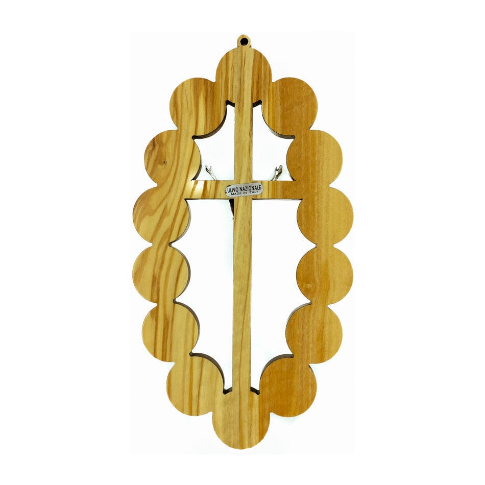 Oval Olive Wood Risen Christ Crucifix with Via Crucis