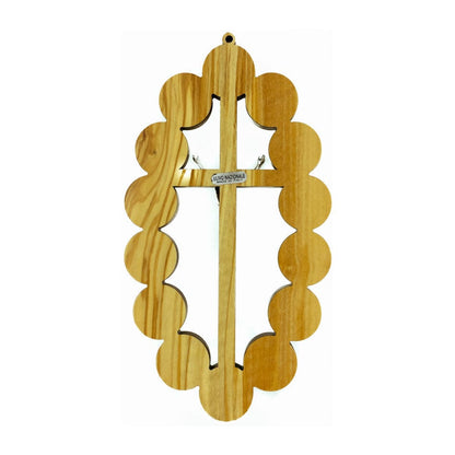 Oval Olive Wood Risen Christ Crucifix with Via Crucis