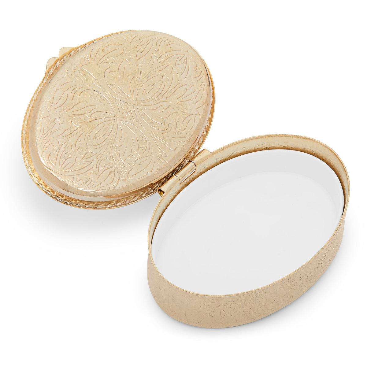 Oval Pill Box in Gold-tone Metal of Our Lady of the Miraculous Medal