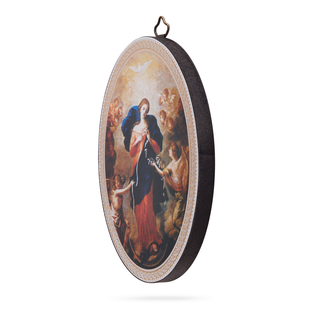 Oval Wooden Icon of Mary Untier of Knots