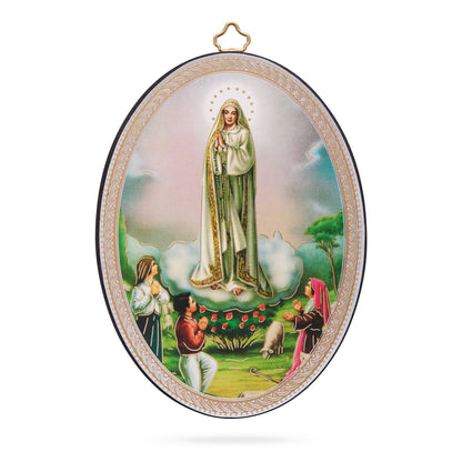 Oval Wooden Icon of Our Lady of Fátima