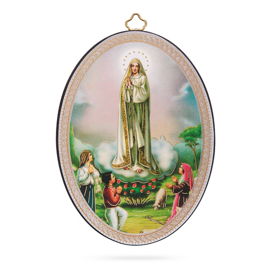 Oval Wooden Icon of Our Lady of Fátima