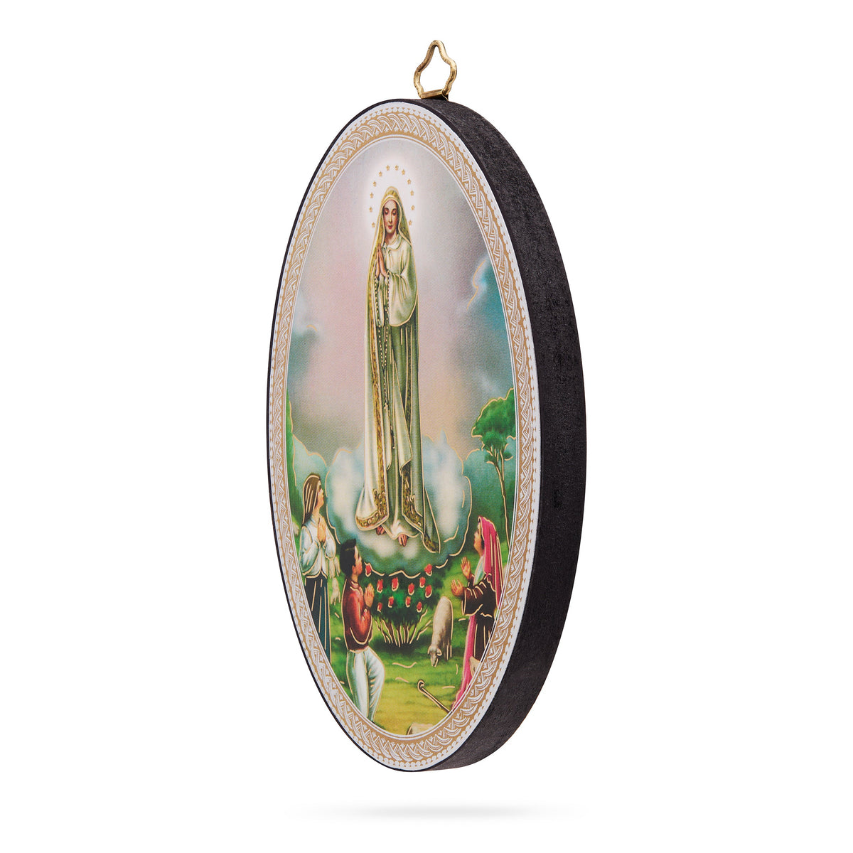 Oval Wooden Icon of Our Lady of Fátima