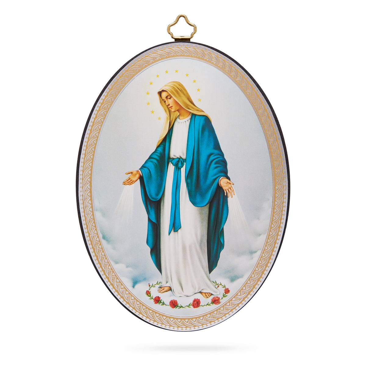 Oval Wooden Icon of Our Lady of the Miraculous Medal