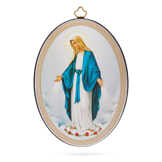 Oval Wooden Icon of Our Lady of the Miraculous Medal