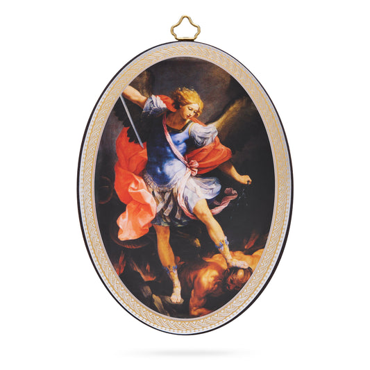 Oval Wooden Icon of St. Michael the Archangel