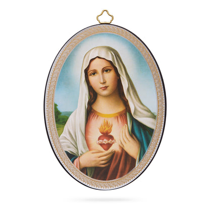Oval Wooden Icon of the Immaculate Heart of Mary
