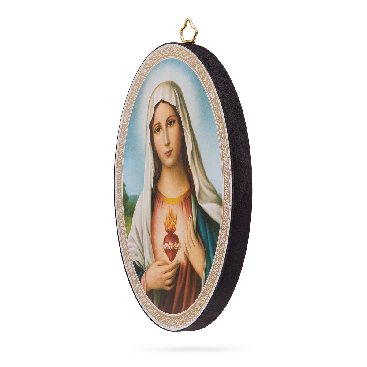 Oval Wooden Icon of the Immaculate Heart of Mary