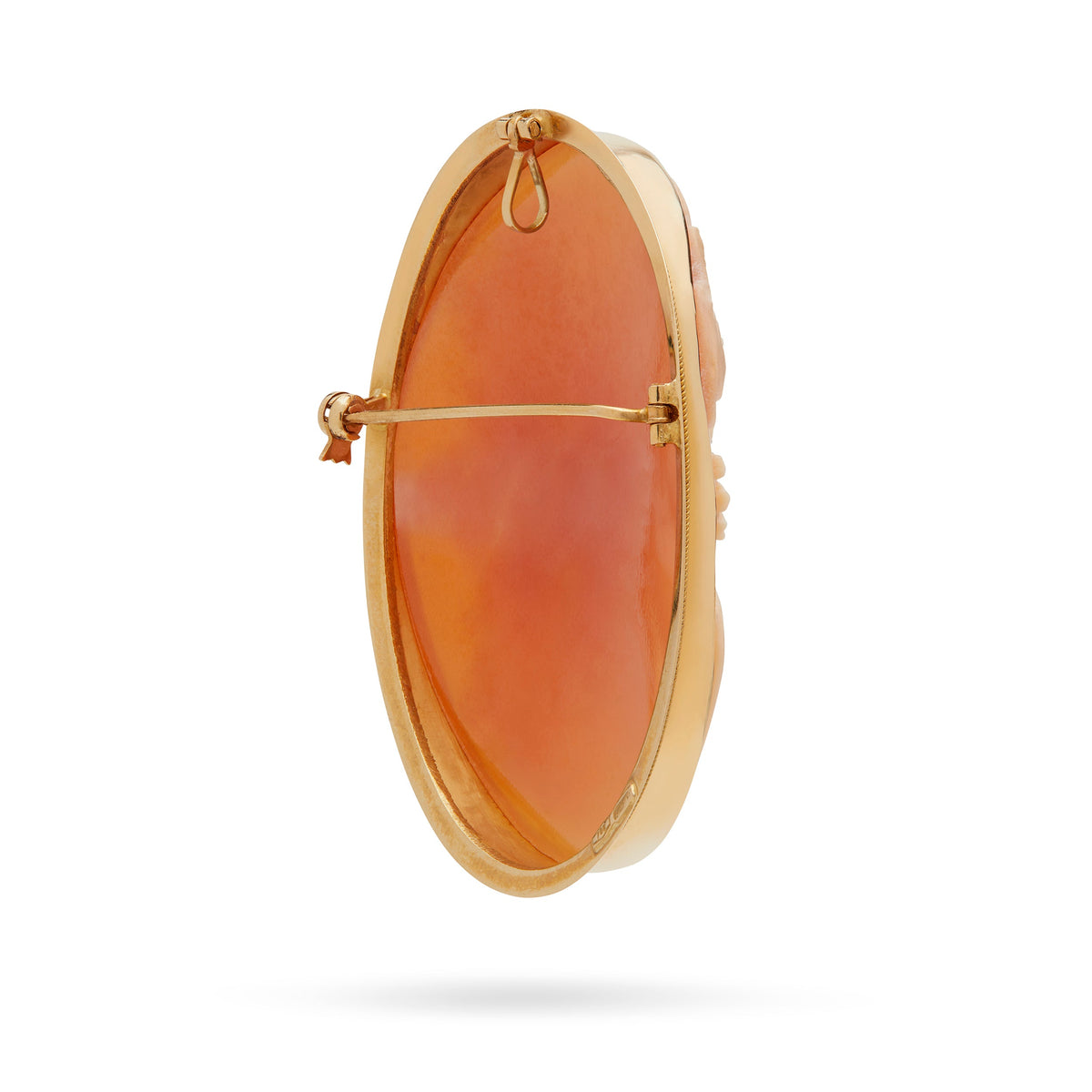 Oval Yellow Gold Brooch and Pendant With Cameo Portraying a Woman