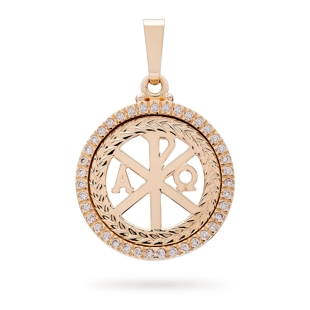 Gold-Plated Sterling Silver Peace Cross Medal with Cubic Zirconia