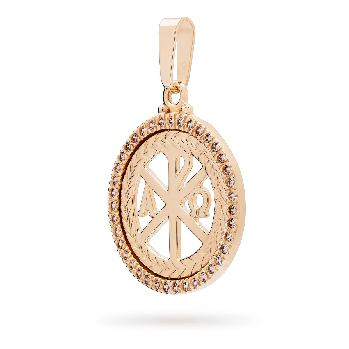 Gold-Plated Sterling Silver Peace Cross Medal with Cubic Zirconia