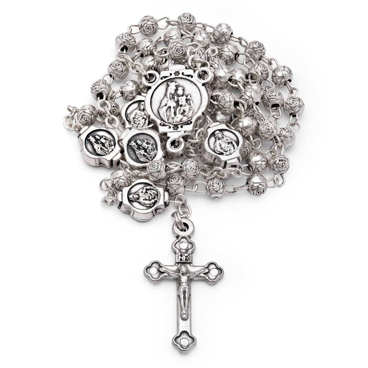 Red Enameled Sacred Heart of Jesus Rosary Case With Rose-shaped Beads Rosary