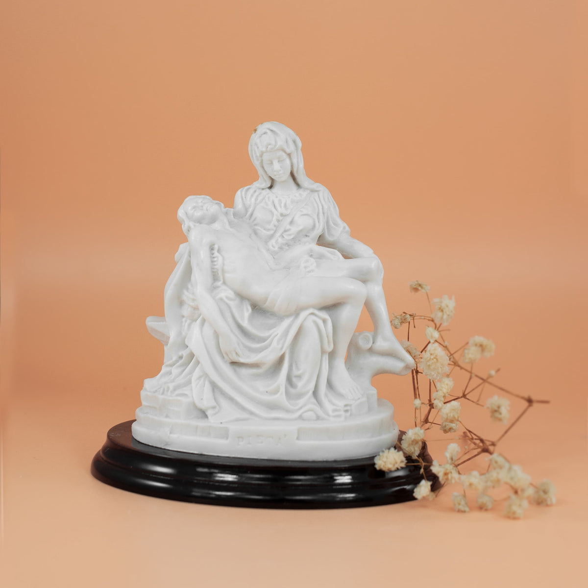 Pietà by Michelangelo Marble Powder Wooden Base