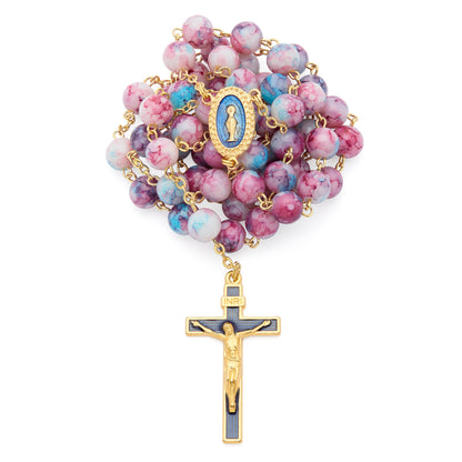 Pink and Blue Variegated Rosary of Our Lady of the Miraculous Medal