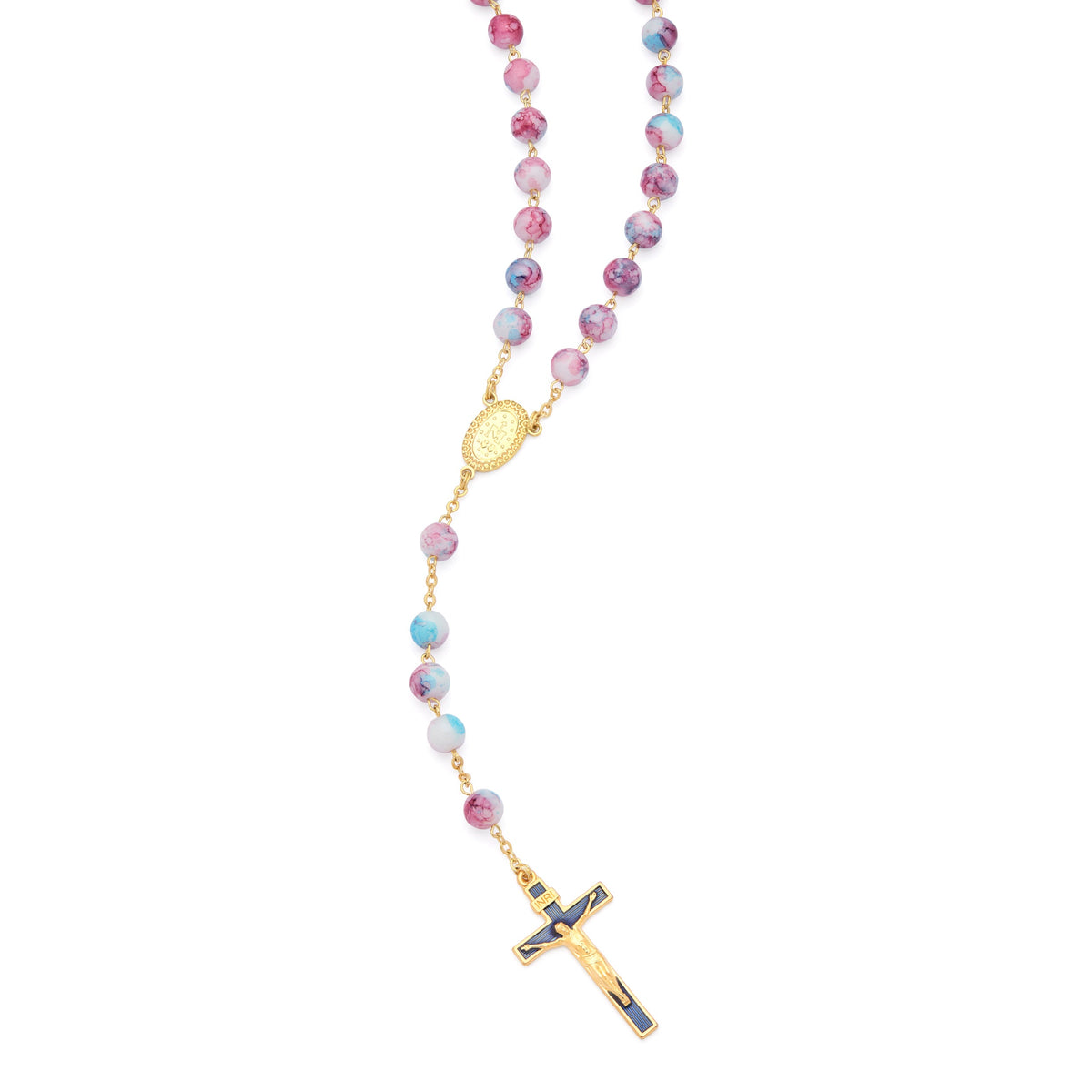 Pink and Blue Variegated Rosary of Our Lady of the Miraculous Medal