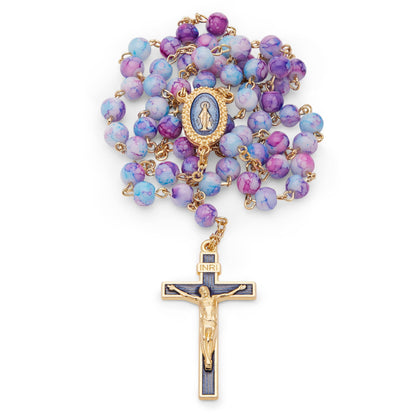 Pink and Blue Variegated Rosary of Our Lady of the Miraculous Medal
