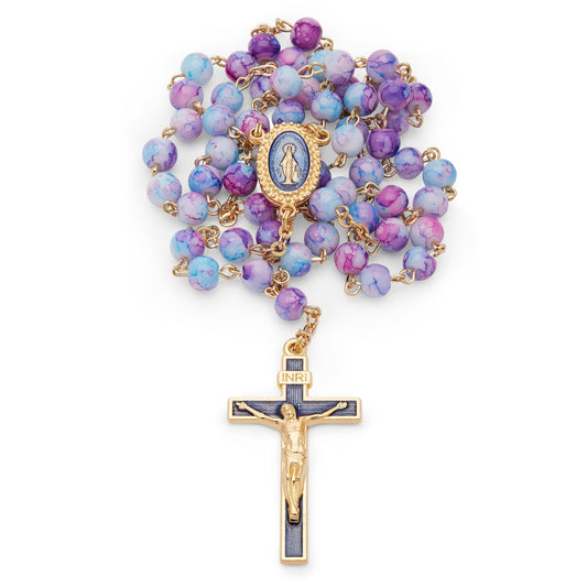 Pink and Blue Variegated Rosary of Our Lady of the Miraculous Medal