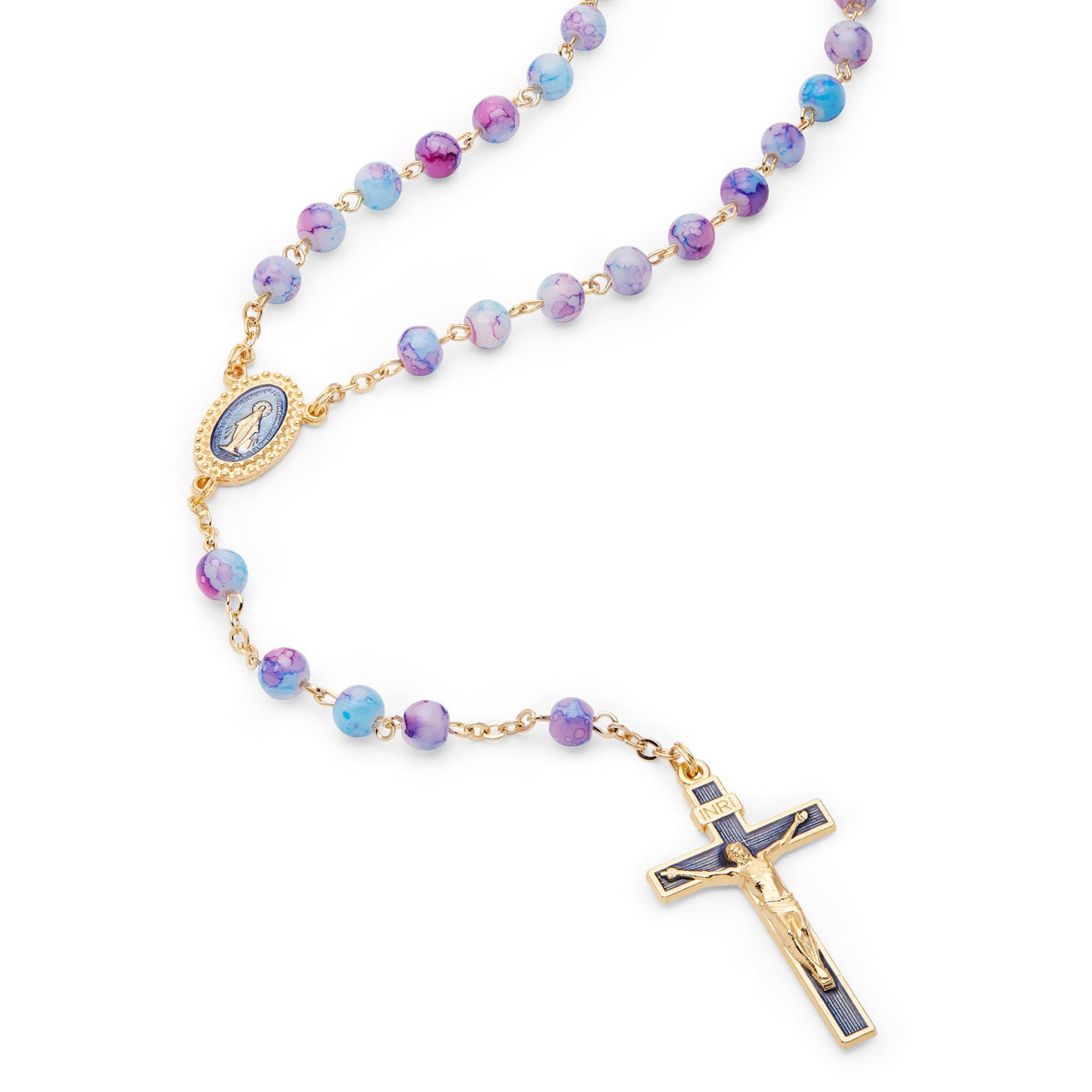 Pink and Blue Variegated Rosary of Our Lady of the Miraculous Medal