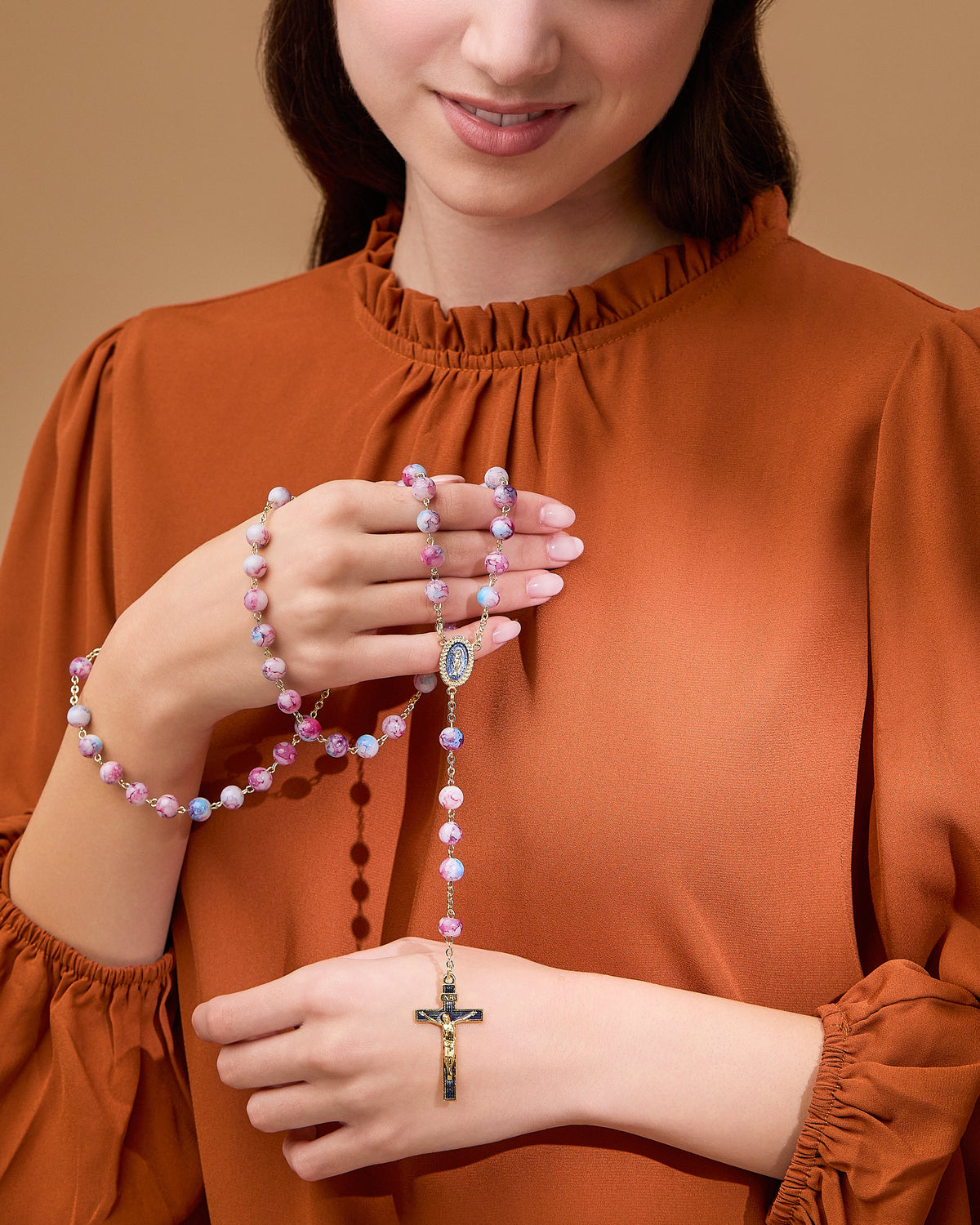 Pink and Blue Variegated Rosary of Our Lady of the Miraculous Medal