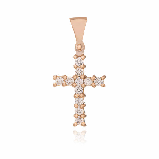 Pink Gold Cross with Diamonds