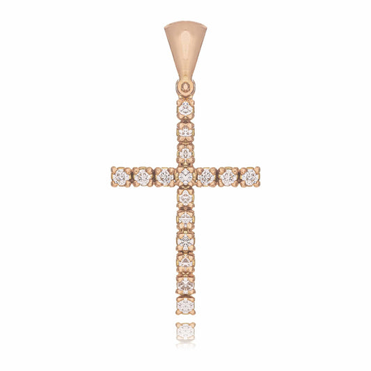 Pink Gold Cross with Diamonds