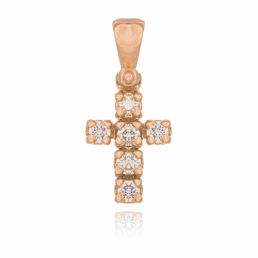 Pink Gold Cross with Diamonds